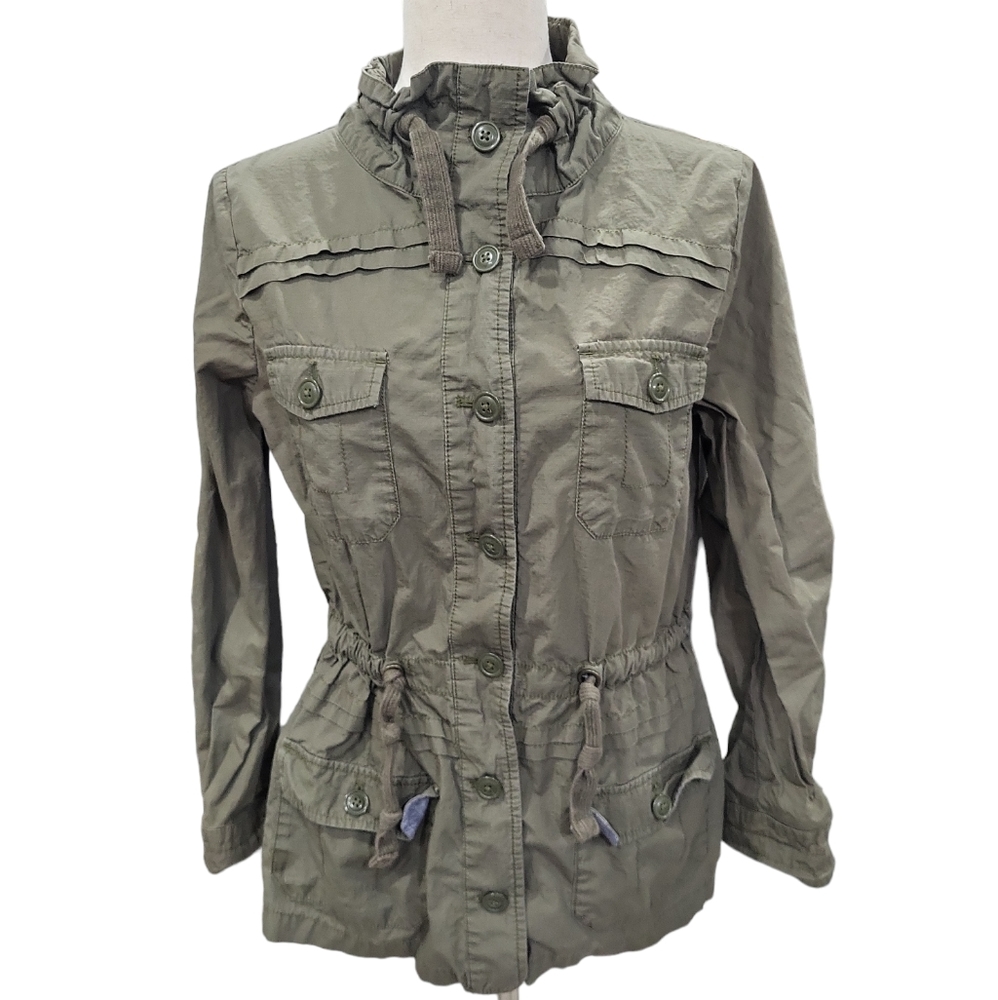 Banana republic military green Khaki utility jacket, adjustable waist w pockets